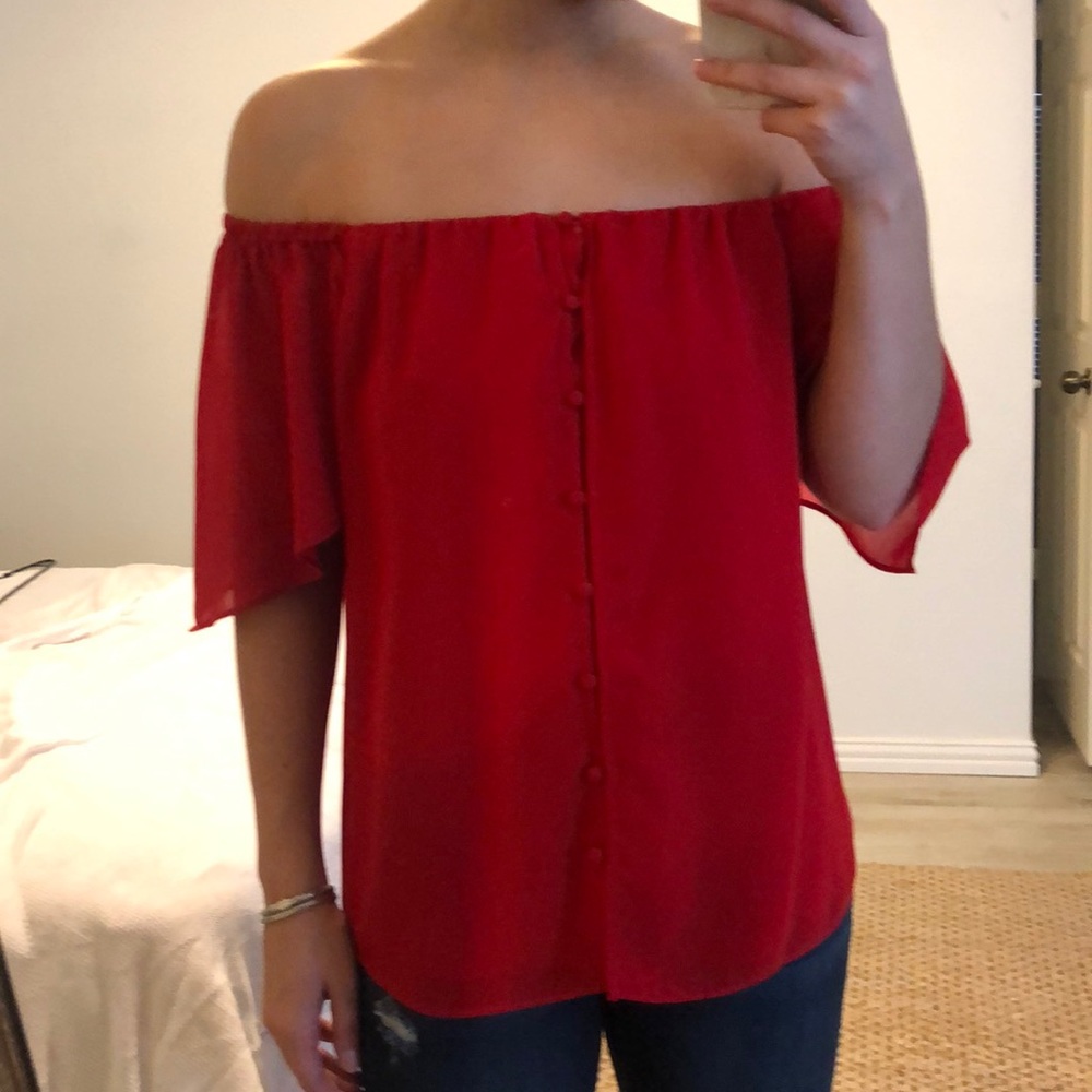 Naked Zebra off the shoulder blouse